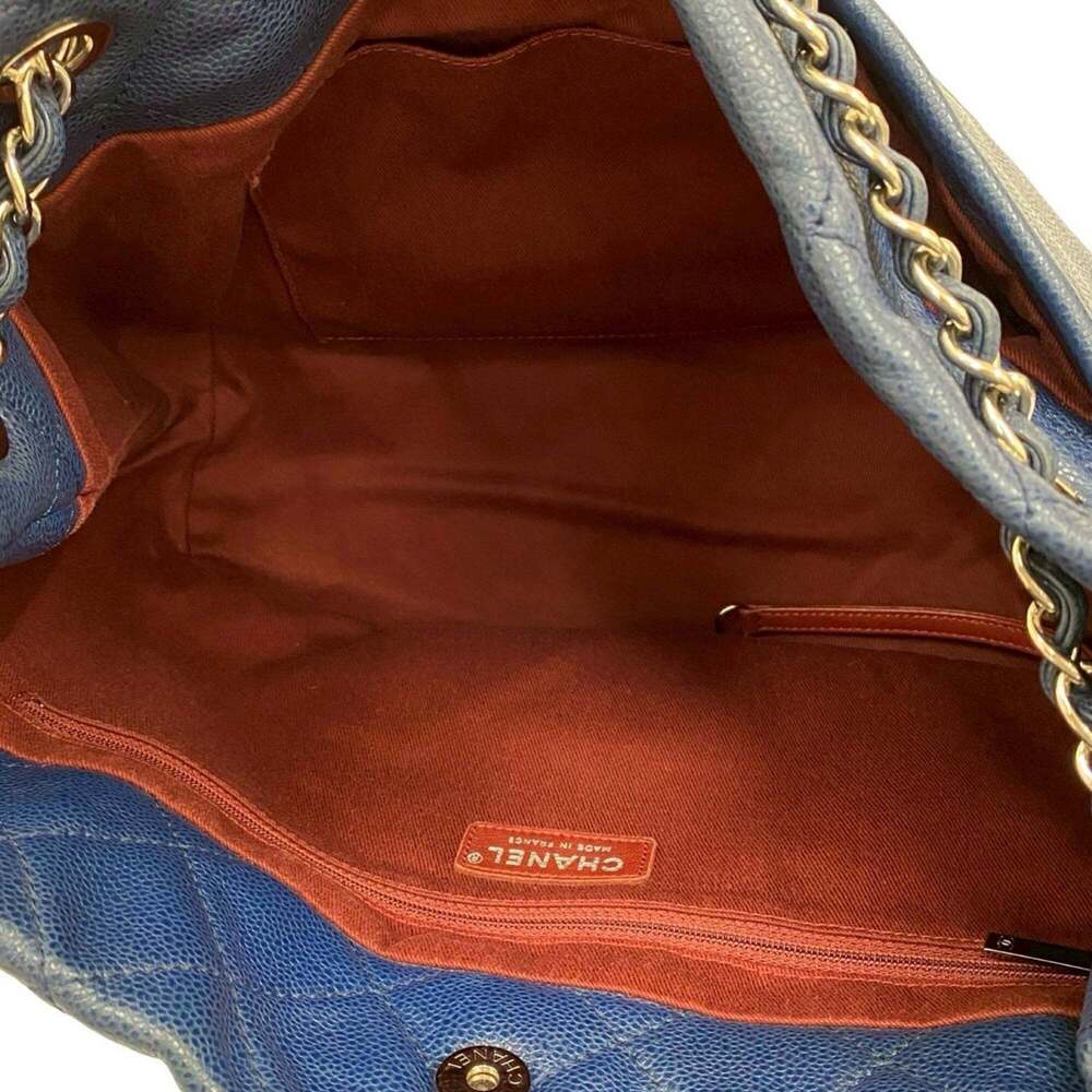 CHANEL Blue Caviar Leather Logo Tote Bag - Picture 9 of 10